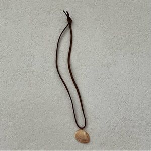 Brown Suede Cord Necklace with Florida Shell Pendant